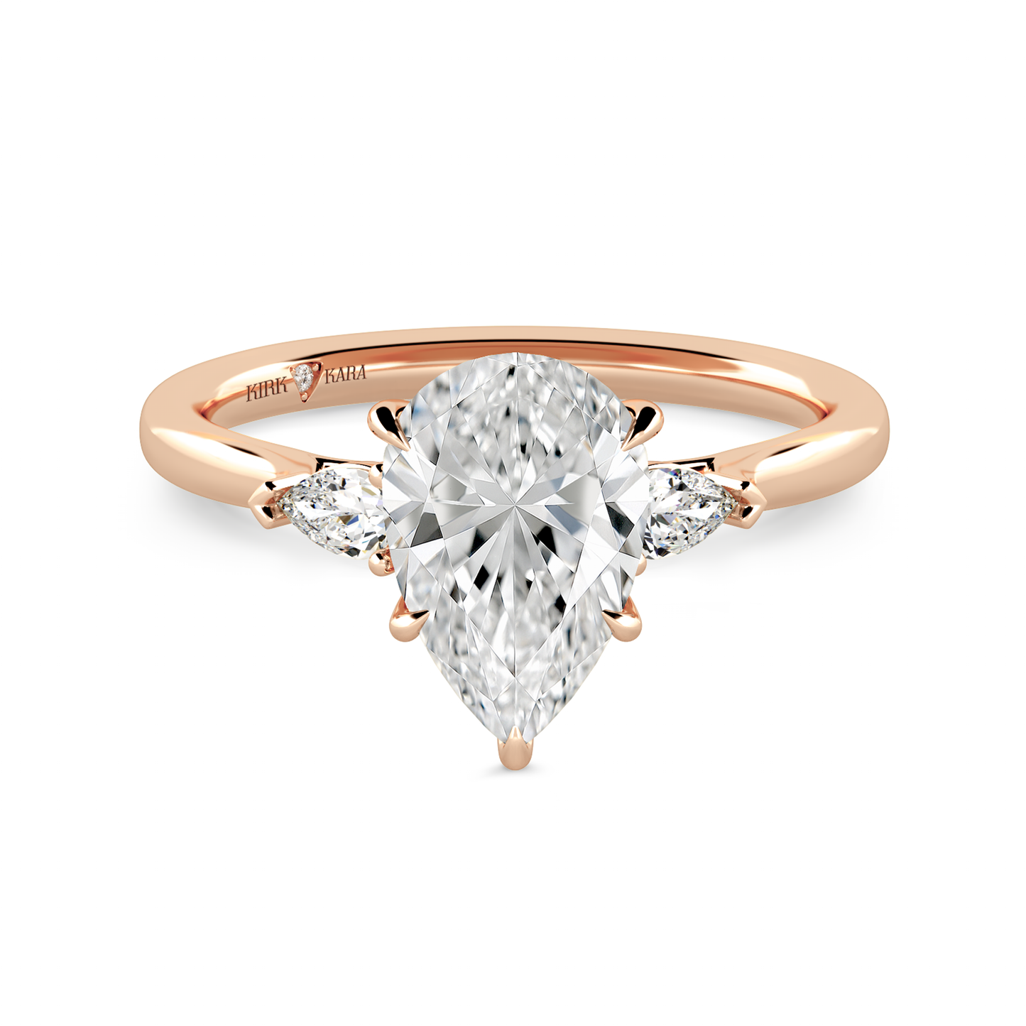 Preset Three Stone Pear Lab Diamond Engagement Ring - Center Diamond Included