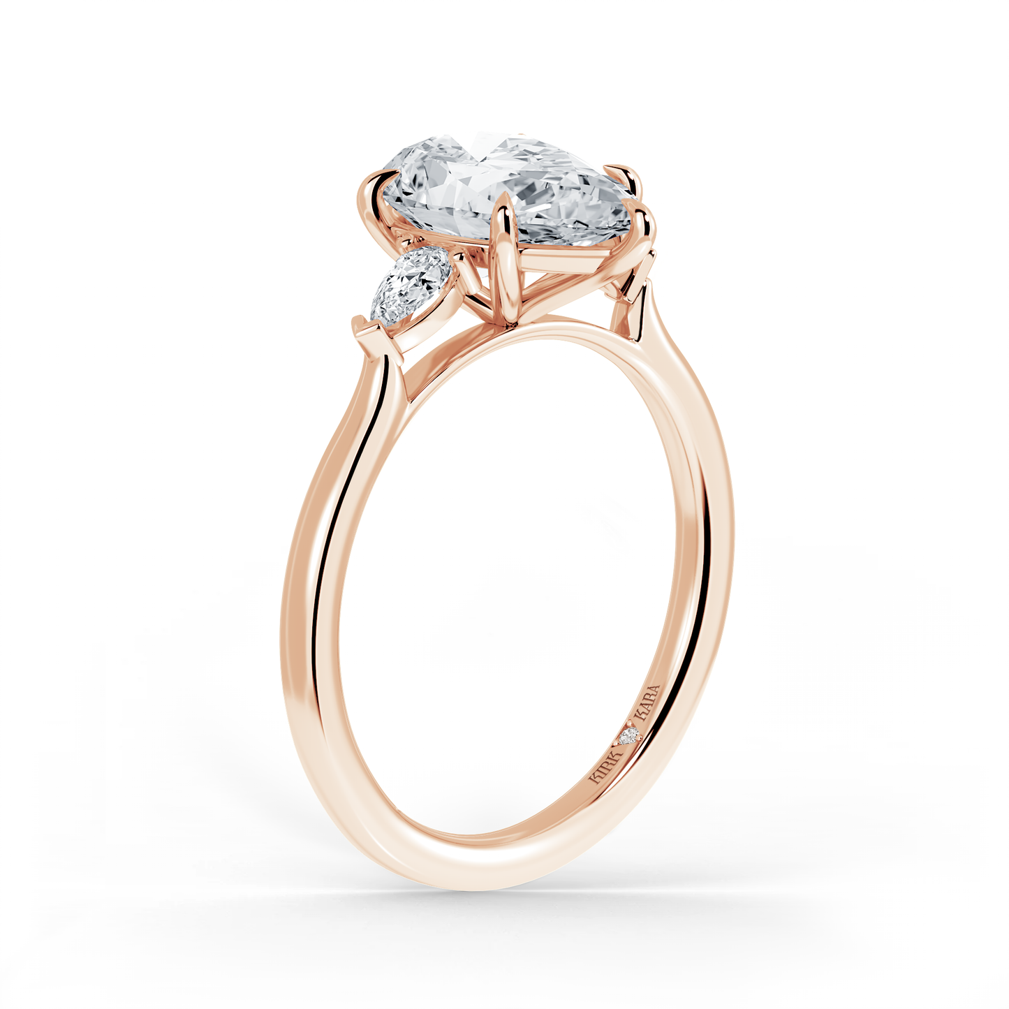 Preset Three Stone Pear Lab Diamond Engagement Ring - Center Diamond Included