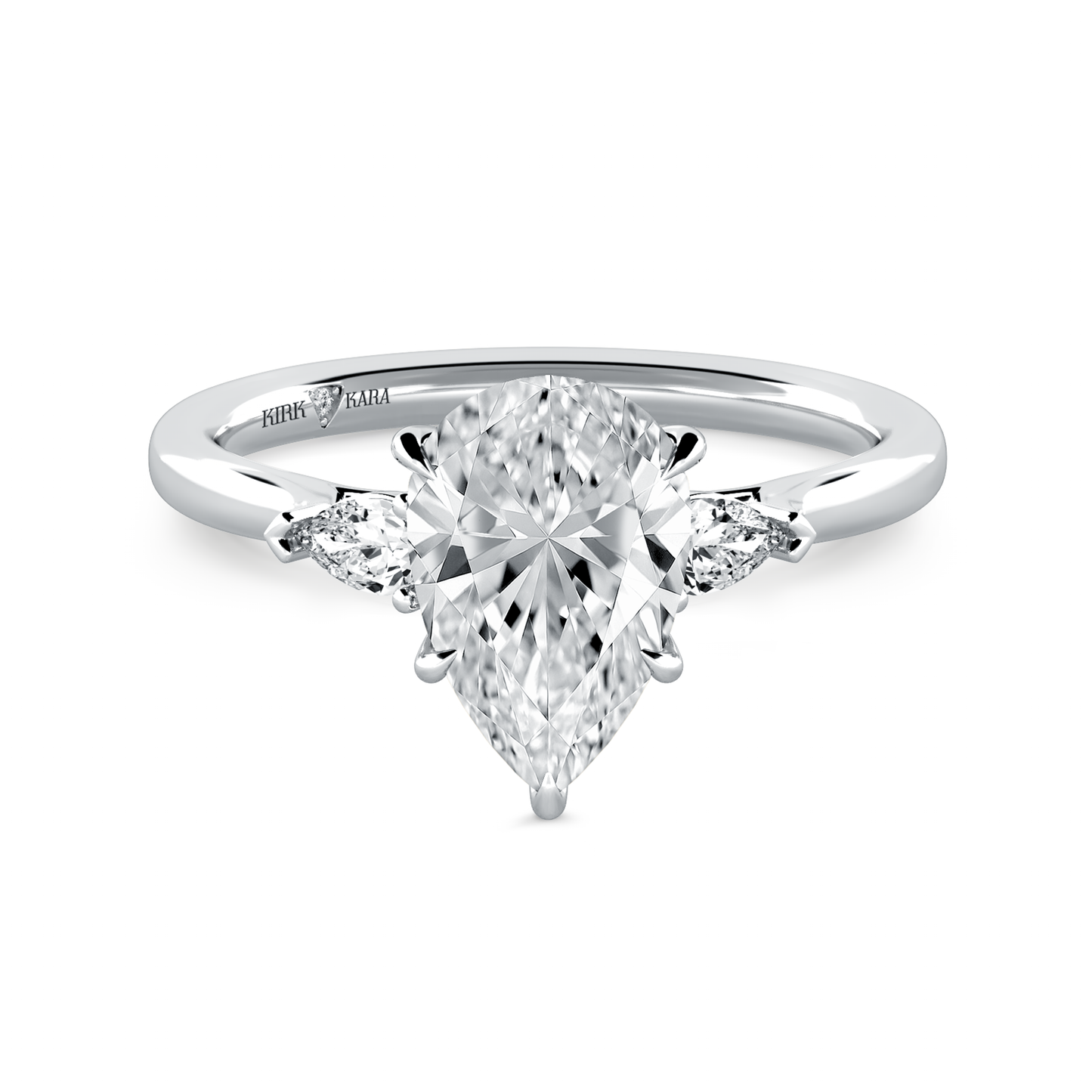 Preset Three Stone Pear Lab Diamond Engagement Ring - Center Diamond Included
