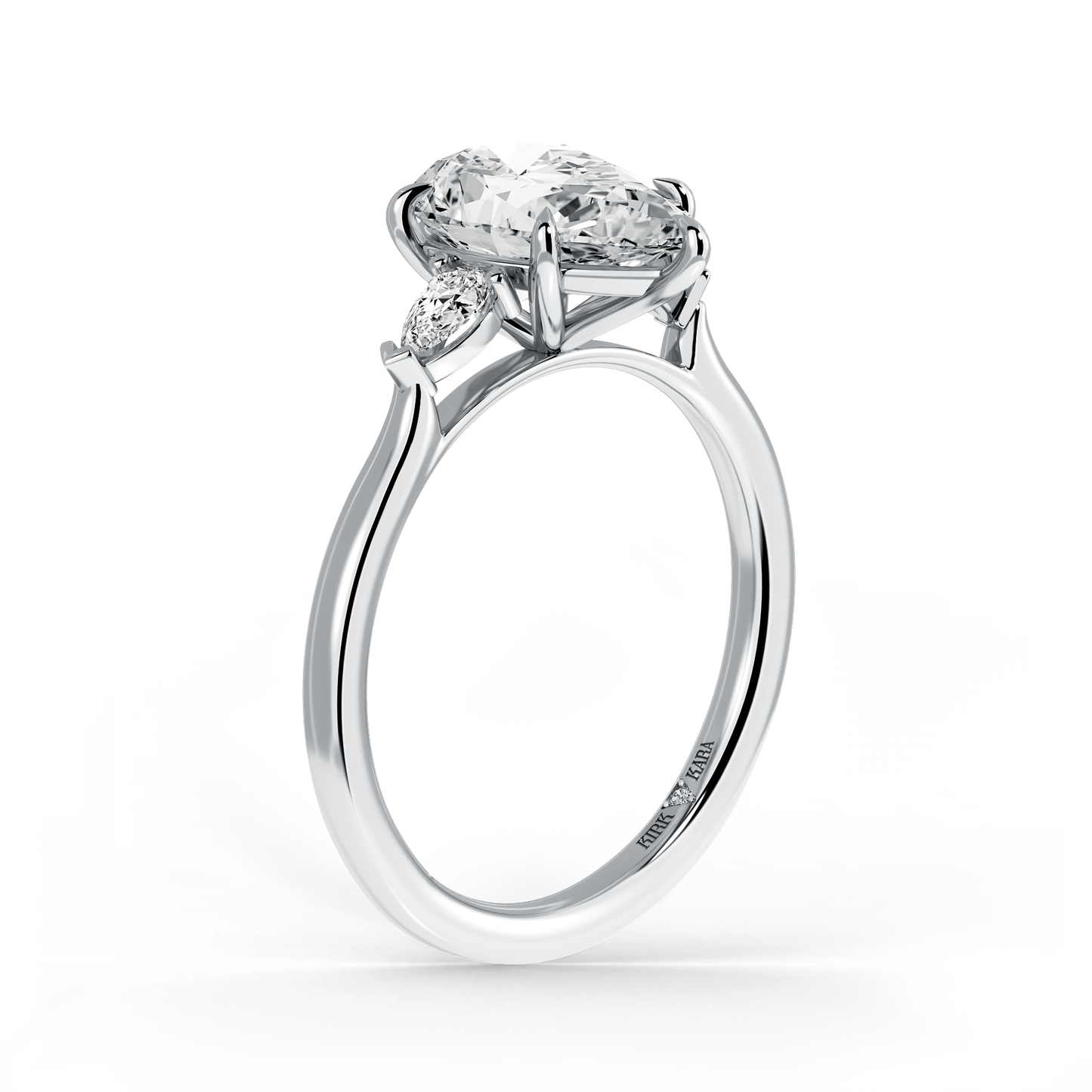 Preset Three Stone Pear Lab Diamond Engagement Ring - Center Diamond Included