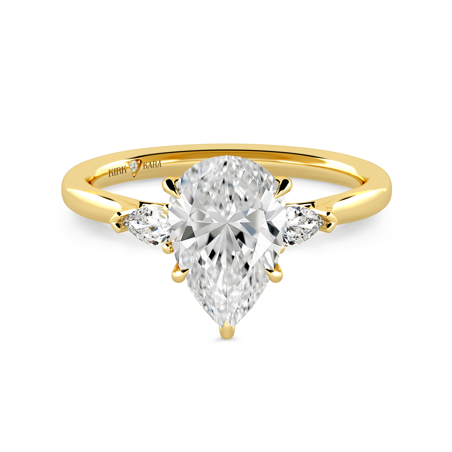 Preset Three Stone Pear Lab Diamond Engagement Ring - Center Diamond Included
