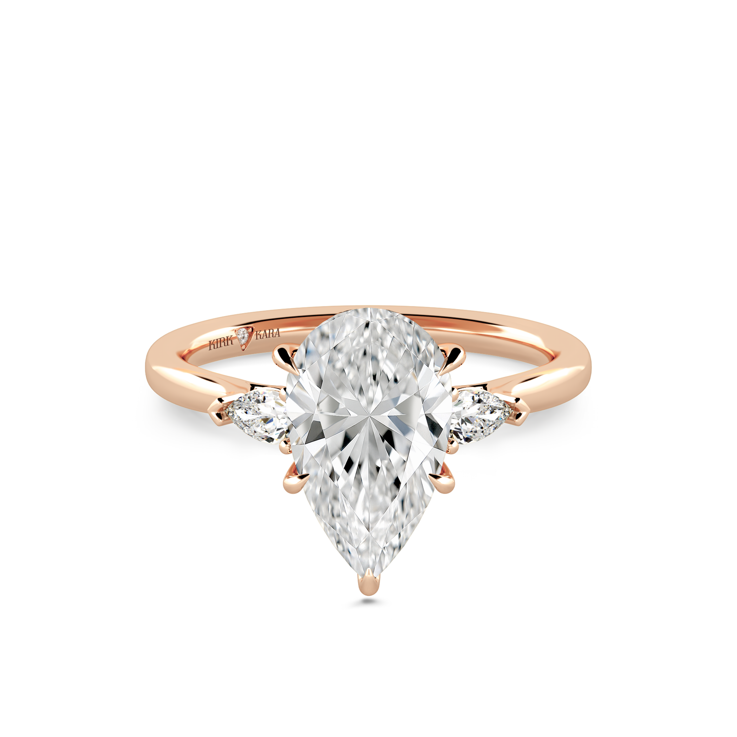 Preset Three Stone Pear Lab Diamond Engagement Ring - Center Diamond Included