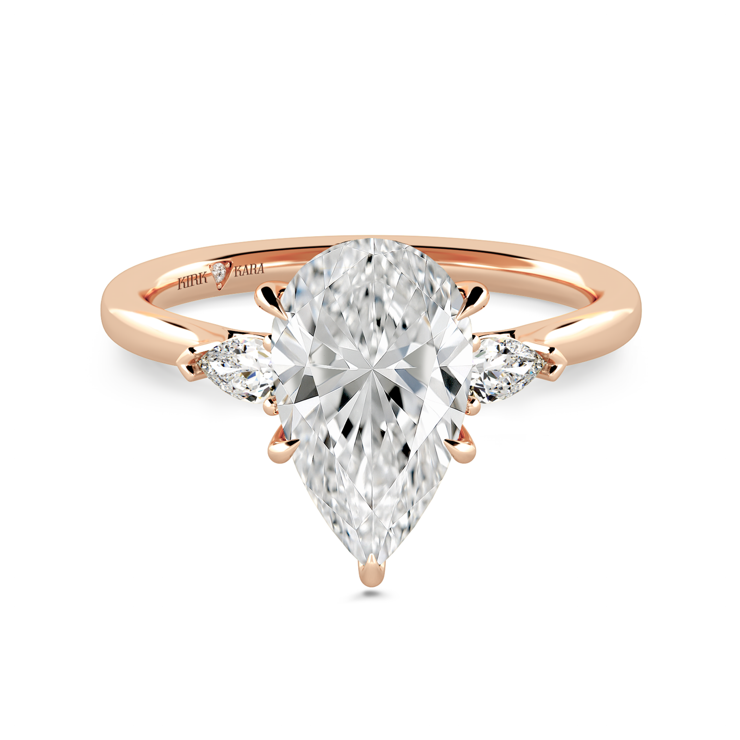 Preset Three Stone Pear Lab Diamond Engagement Ring - Center Diamond Included