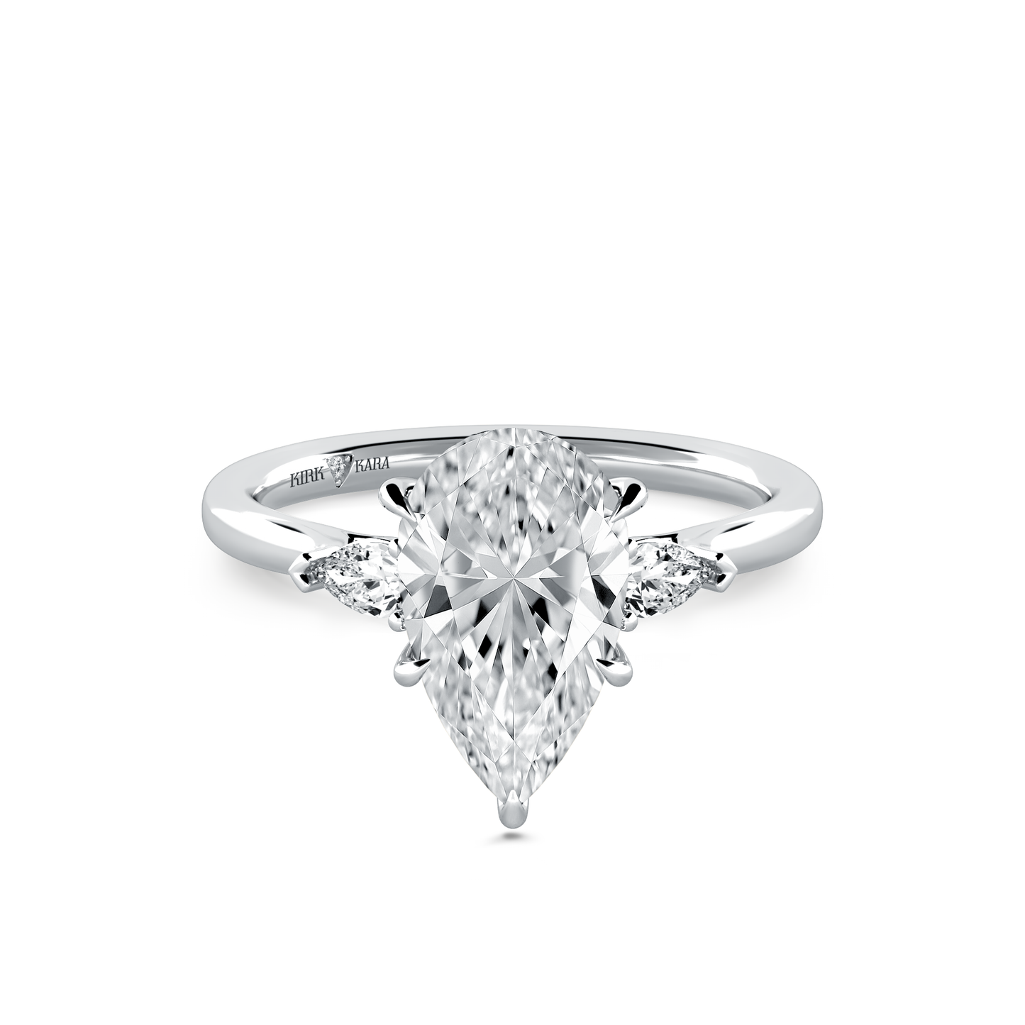 Preset Three Stone Pear Lab Diamond Engagement Ring - Center Diamond Included