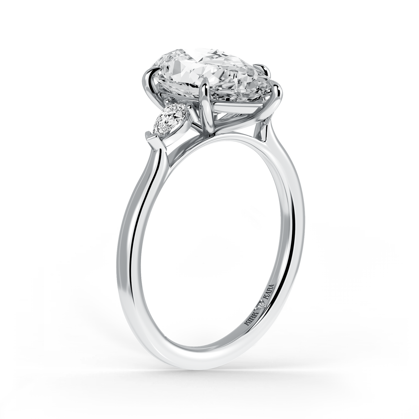 Preset Three Stone Pear Lab Diamond Engagement Ring - Center Diamond Included