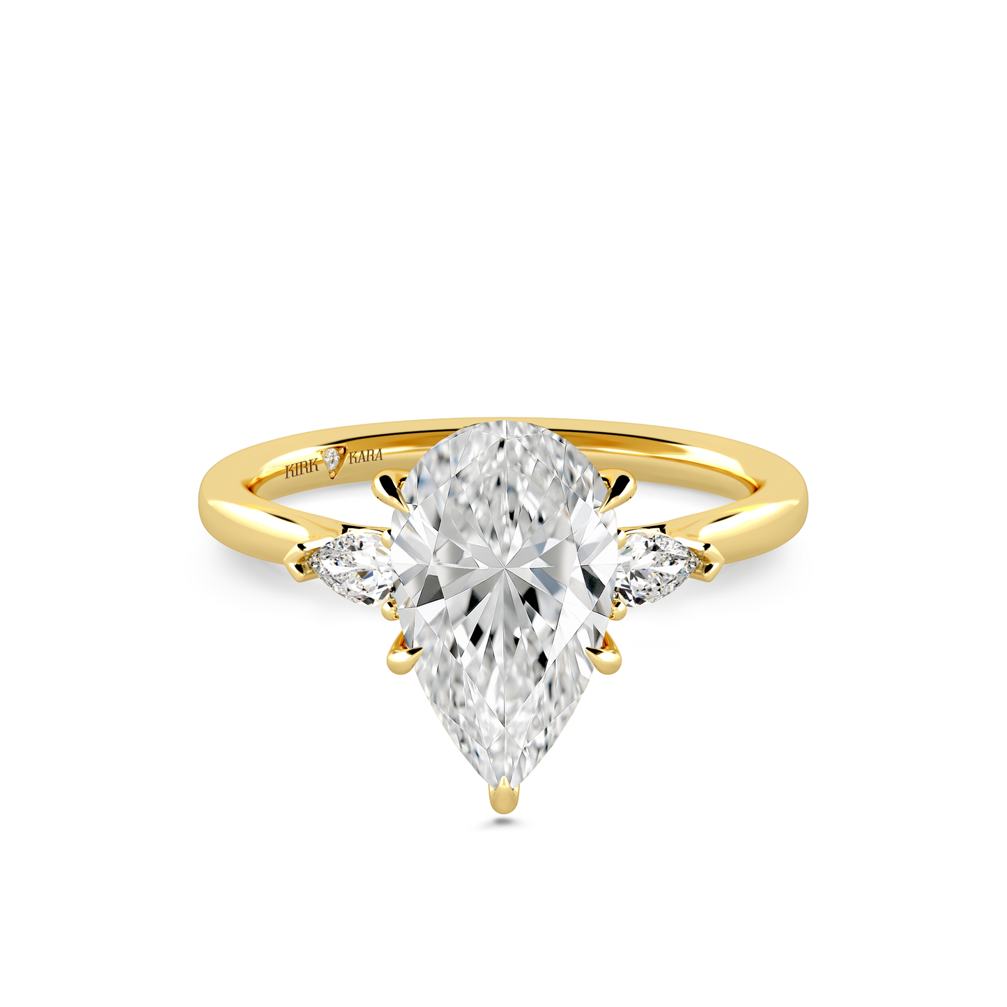 Preset Three Stone Pear Lab Diamond Engagement Ring - Center Diamond Included