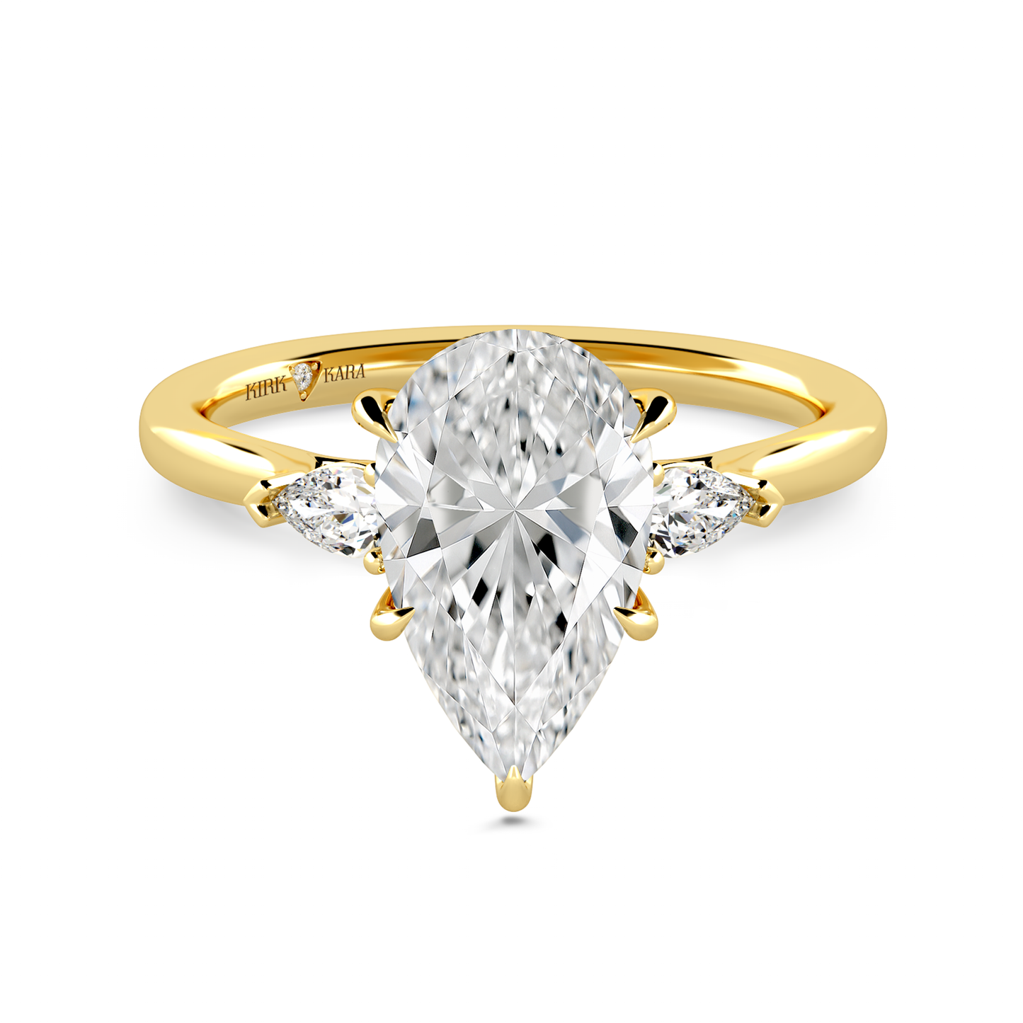Preset Three Stone Pear Lab Diamond Engagement Ring - Center Diamond Included