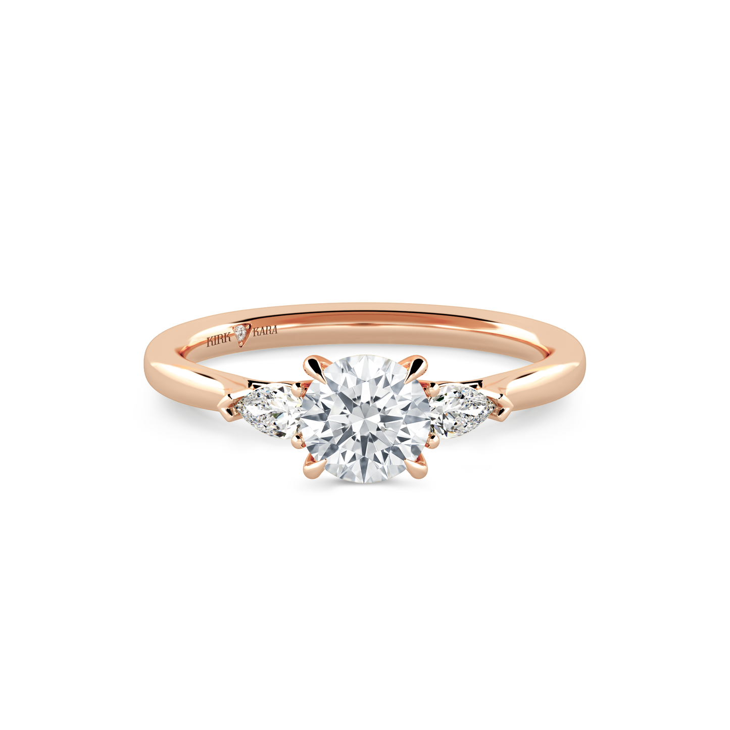 Preset Three Stone Round Lab Diamond Engagement Ring - Center Diamond Included