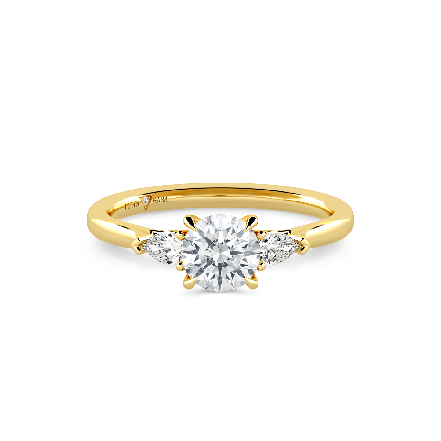 Preset Three Stone Round Lab Diamond Engagement Ring - Center Diamond Included