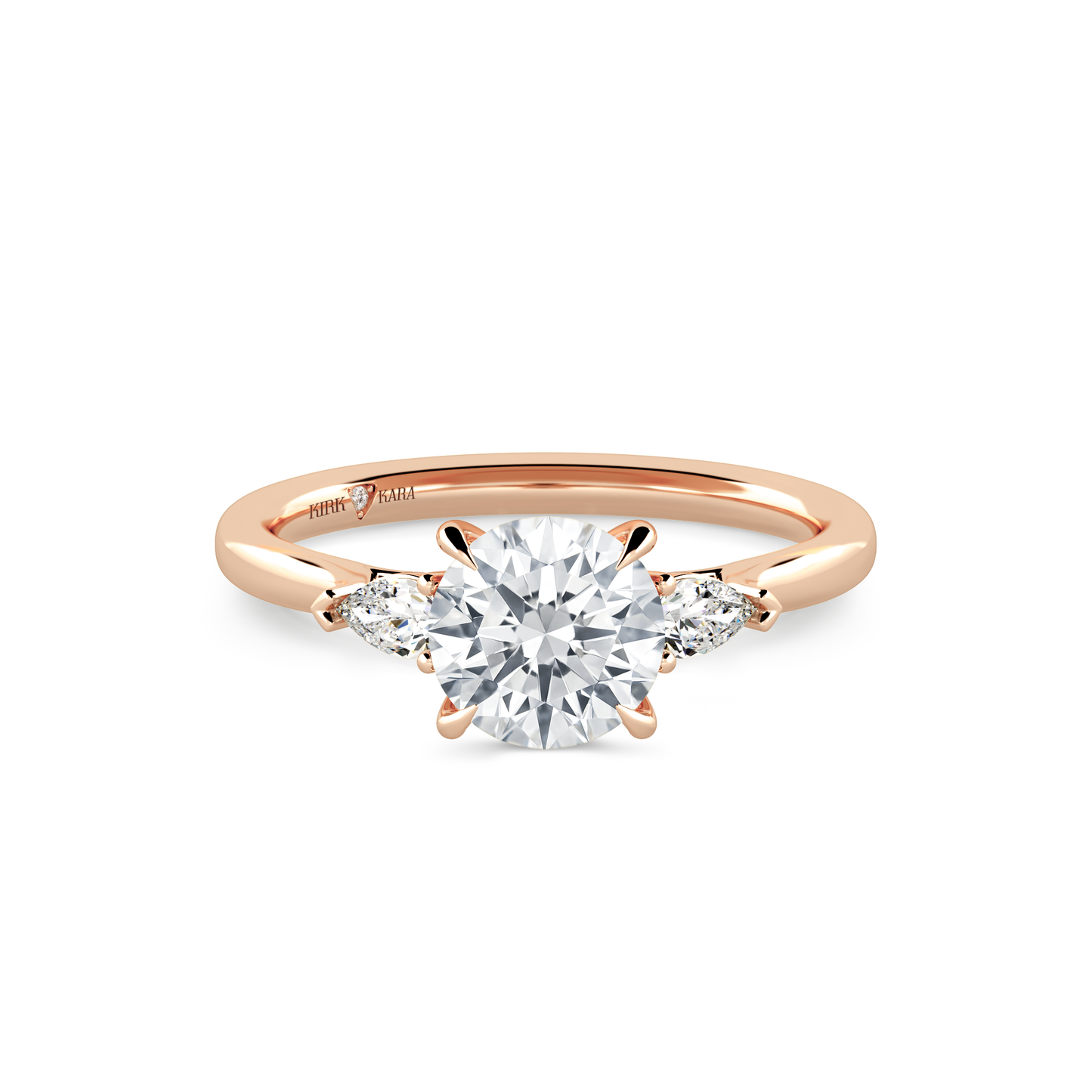 Preset Three Stone Round Lab Diamond Engagement Ring - Center Diamond Included