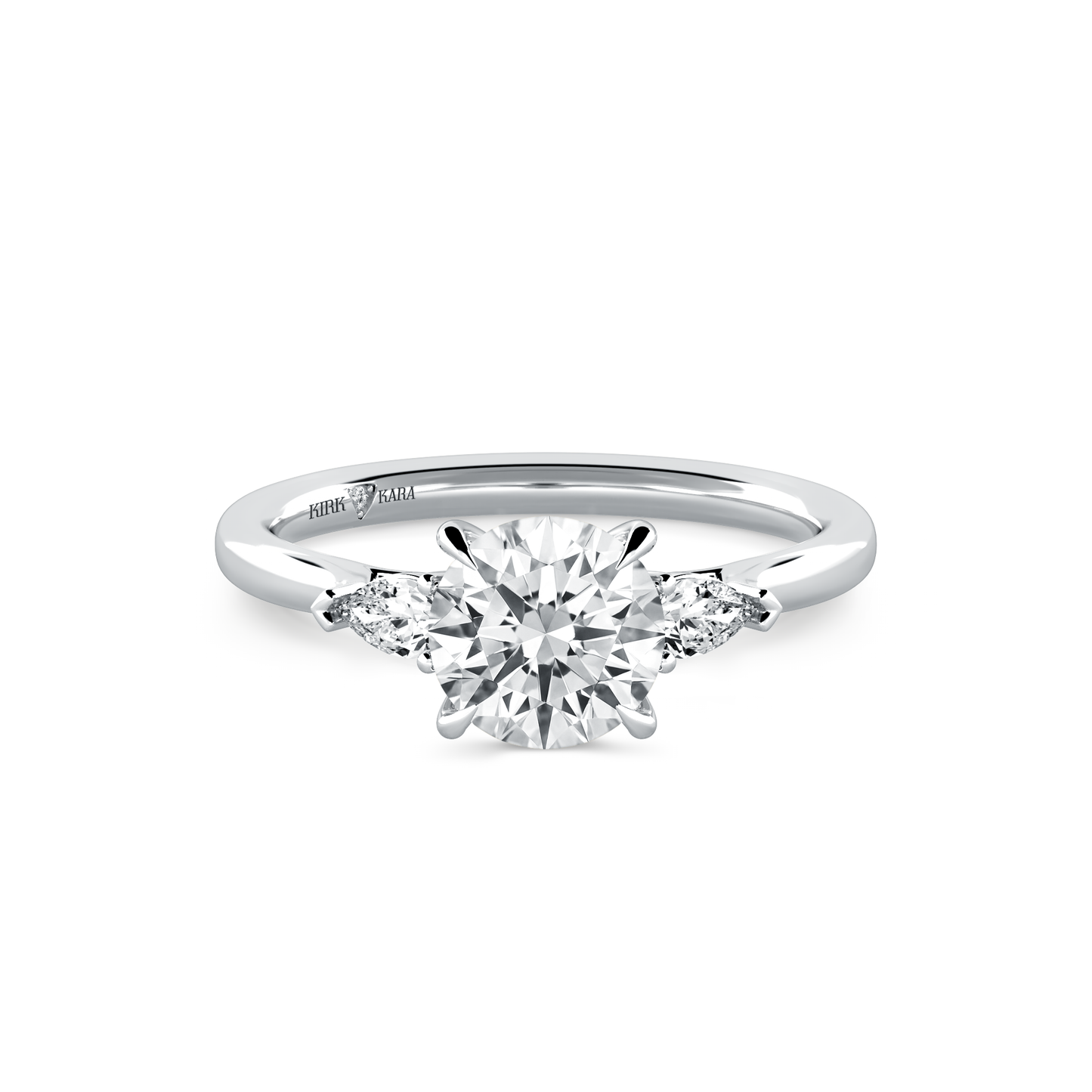 Preset Three Stone Round Lab Diamond Engagement Ring - Center Diamond Included