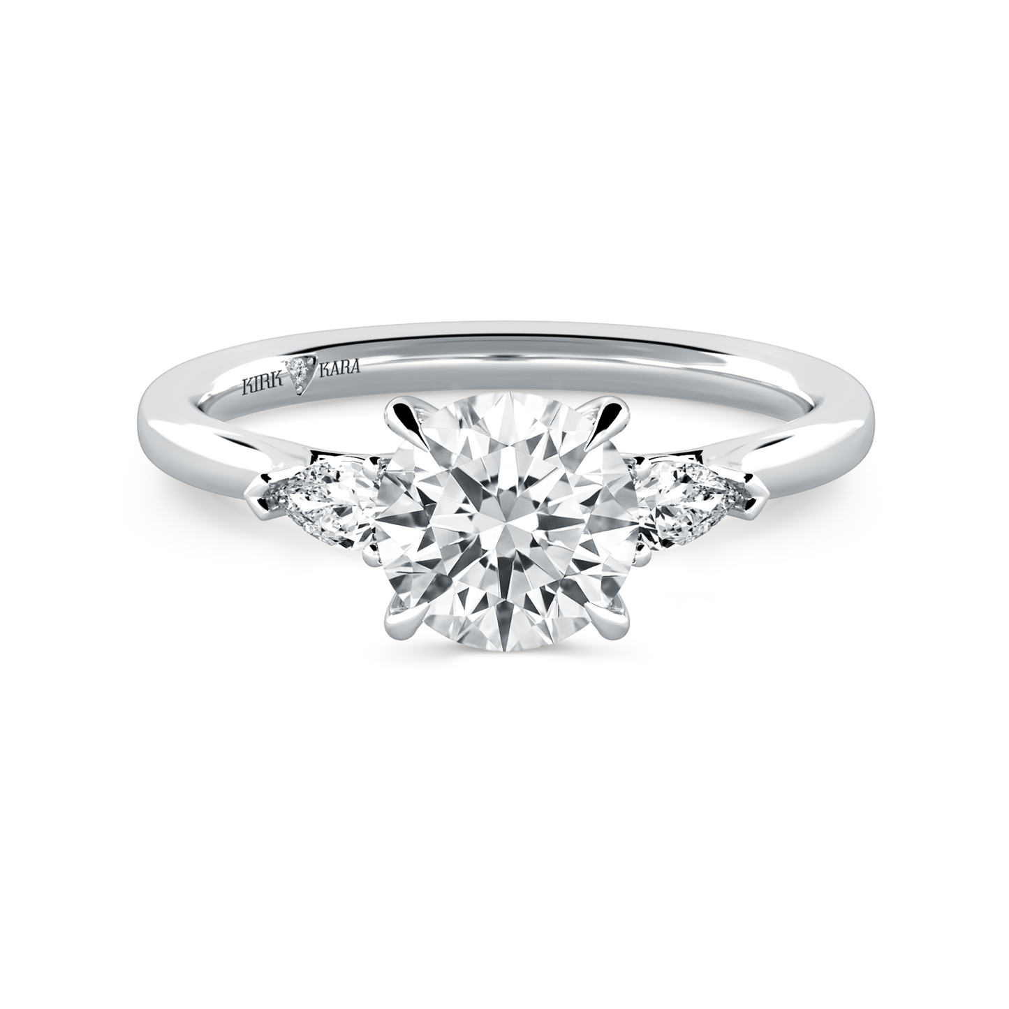 Preset Three Stone Round Lab Diamond Engagement Ring - Center Diamond Included