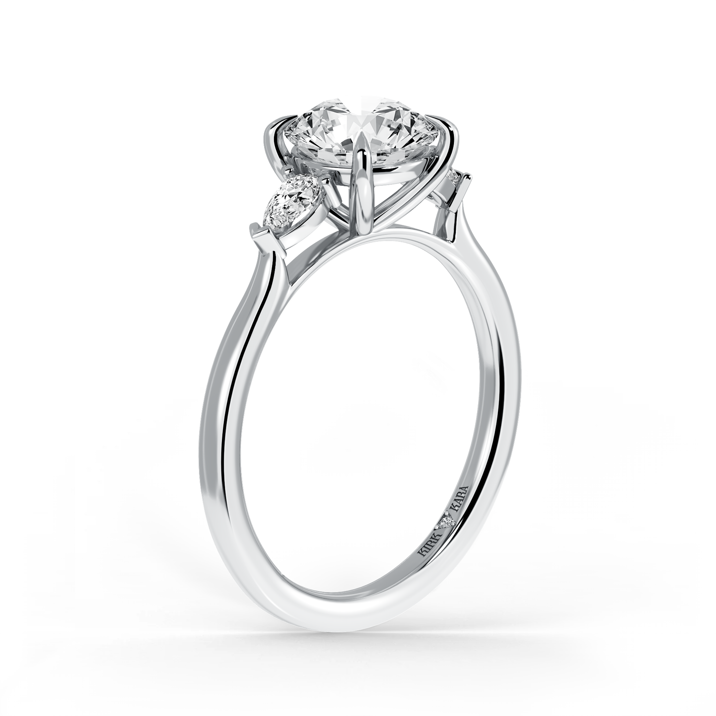 Preset Three Stone Round Lab Diamond Engagement Ring - Center Diamond Included