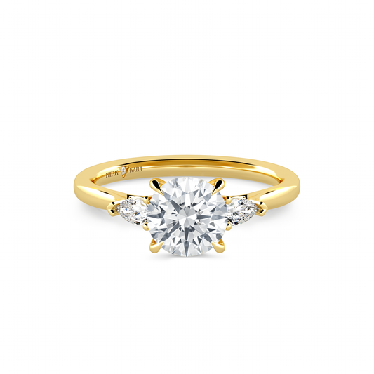 Preset Three Stone Round Lab Diamond Engagement Ring - Center Diamond Included