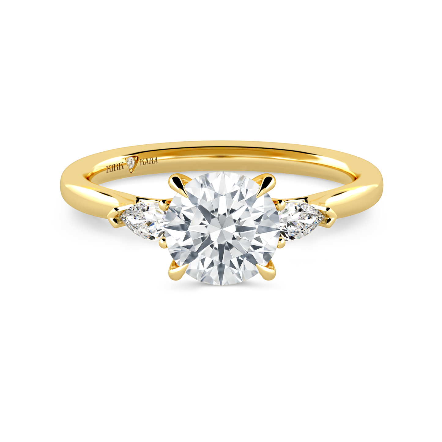 Preset Three Stone Round Lab Diamond Engagement Ring - Center Diamond Included