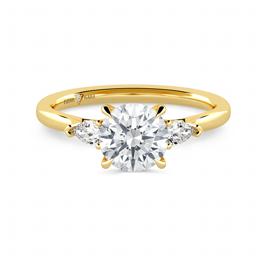 Preset Three Stone Round Lab Diamond Engagement Ring - Center Diamond Included