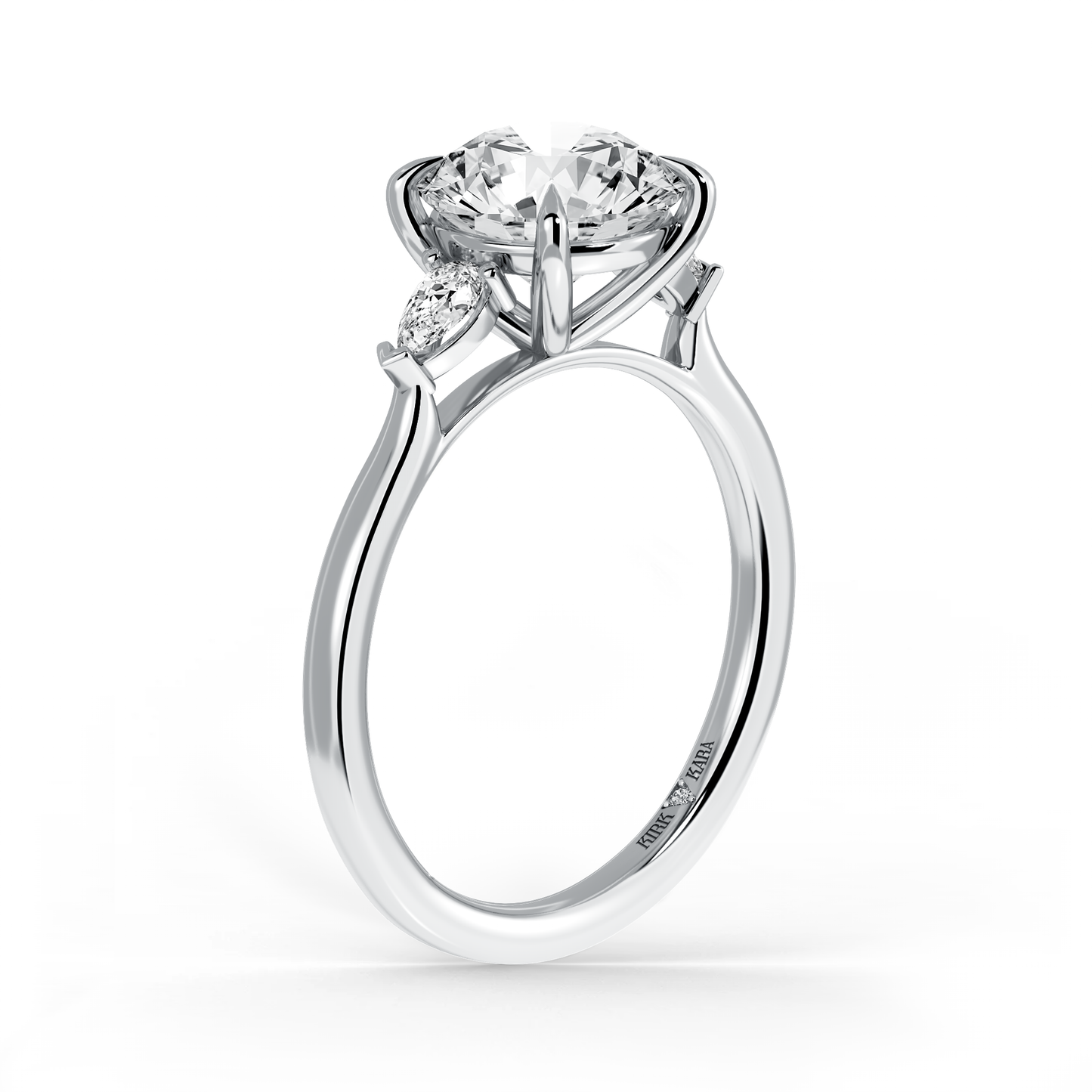 Preset Three Stone Round Lab Diamond Engagement Ring - Center Diamond Included