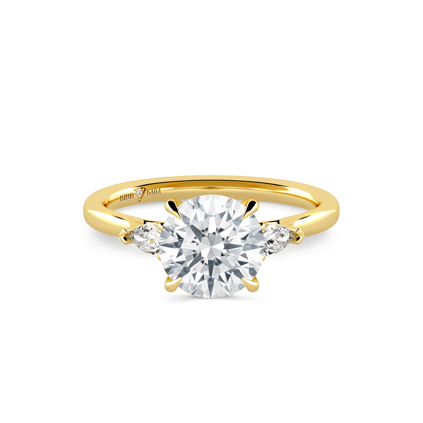 Preset Three Stone Round Lab Diamond Engagement Ring - Center Diamond Included