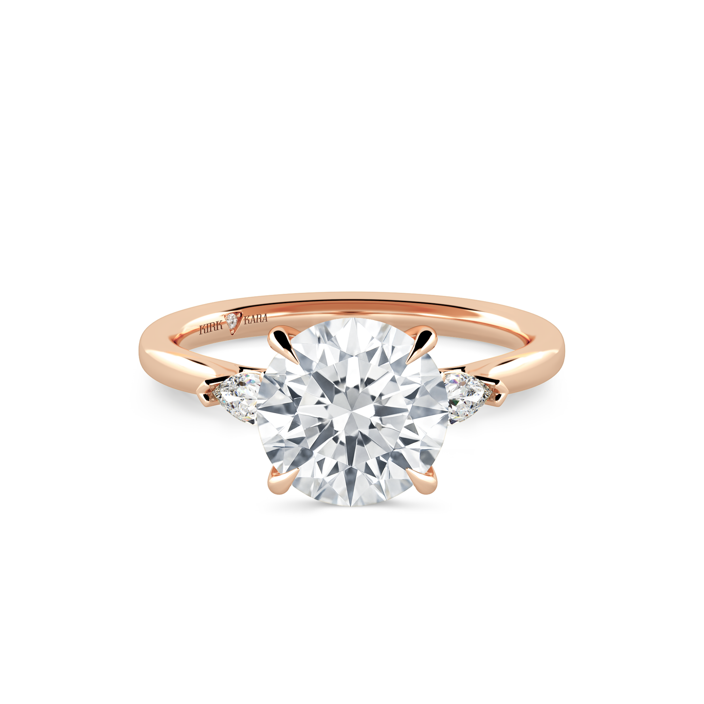 Preset Three Stone Round Lab Diamond Engagement Ring - Center Diamond Included