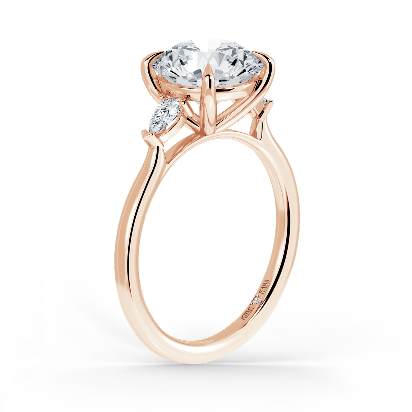 Preset Three Stone Round Lab Diamond Engagement Ring - Center Diamond Included