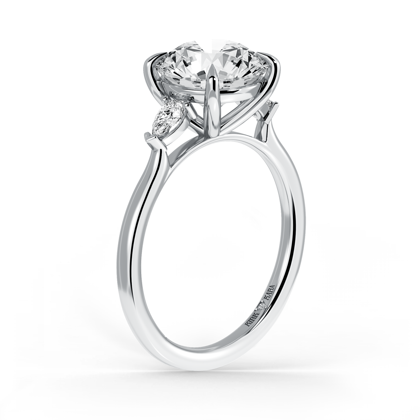 Preset Three Stone Round Lab Diamond Engagement Ring - Center Diamond Included