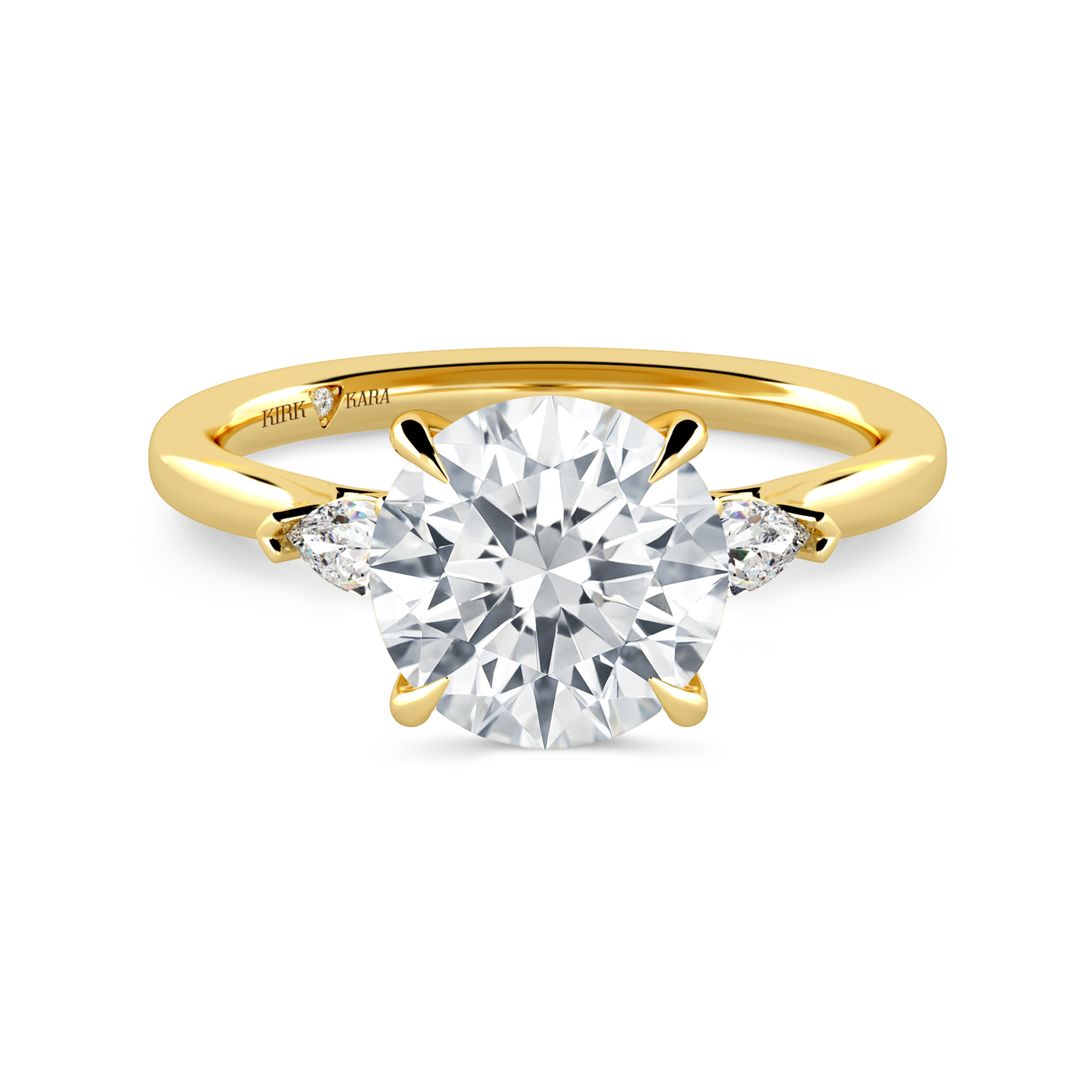 Preset Three Stone Round Lab Diamond Engagement Ring - Center Diamond Included