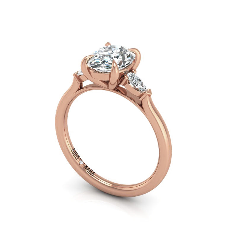 Preset Three Stone Oval Lab Diamond Engagement Ring