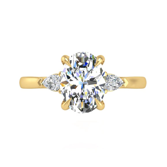 Preset Three Stone Oval Lab Diamond Engagement Ring