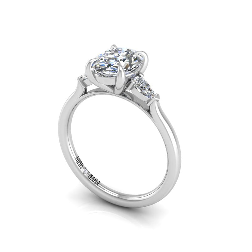Preset Three Stone Oval Lab Diamond Engagement Ring