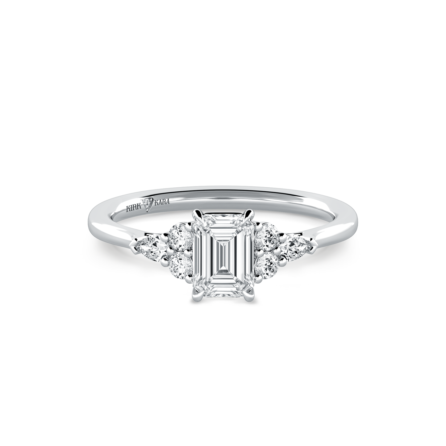 Preset Cluster Emerald Lab Diamond Engagement Ring - Center Diamond Included