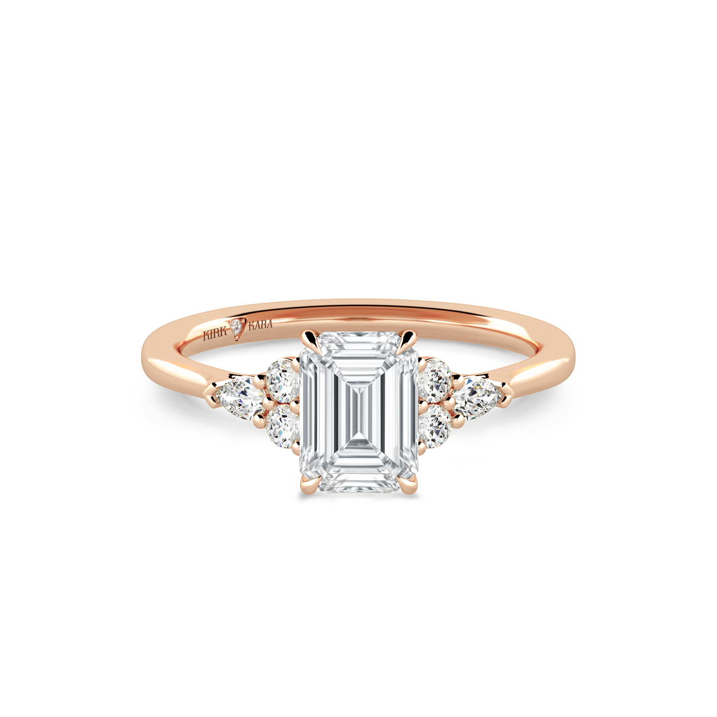 Preset Cluster Emerald Lab Diamond Engagement Ring - Center Diamond Included