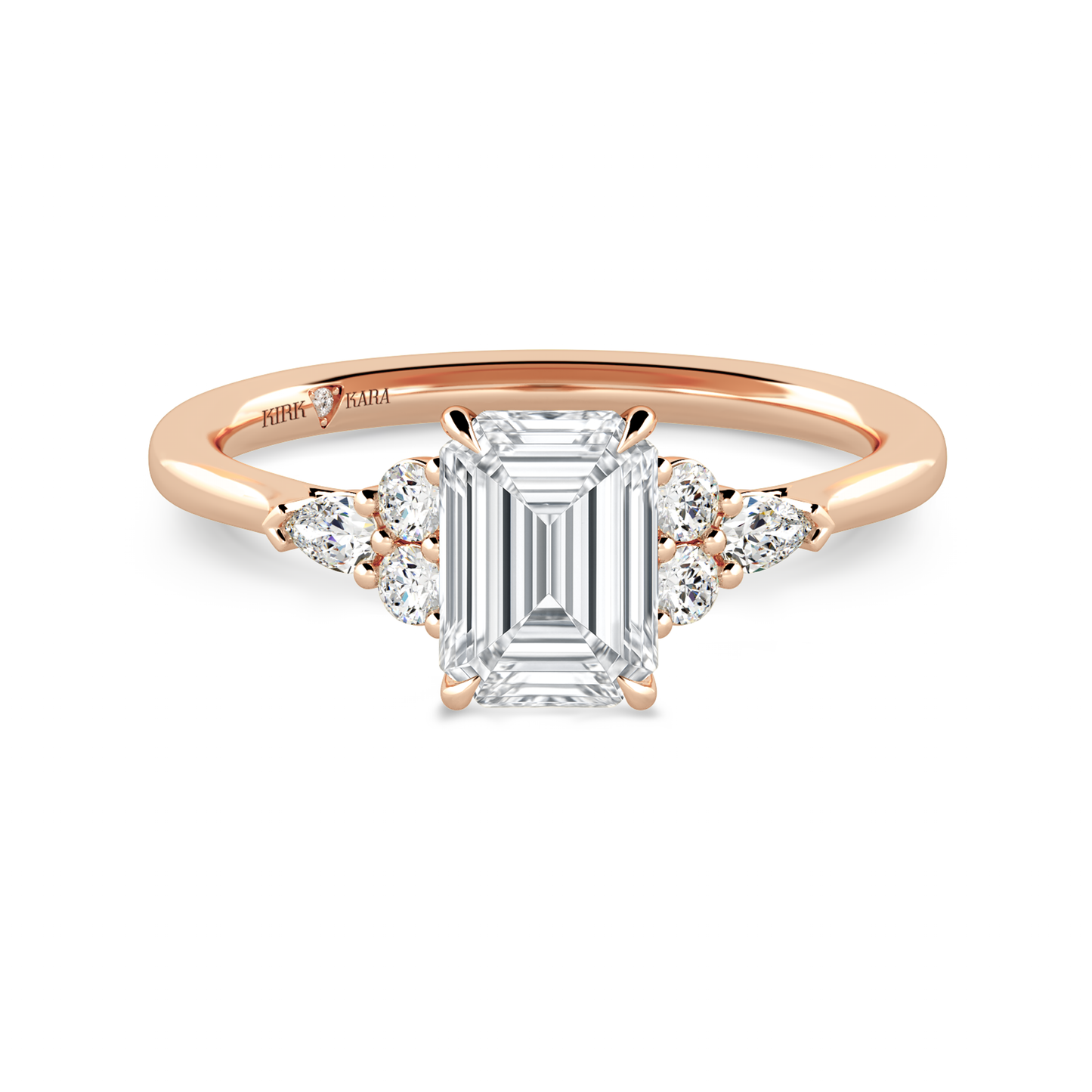 Preset Cluster Emerald Lab Diamond Engagement Ring - Center Diamond Included