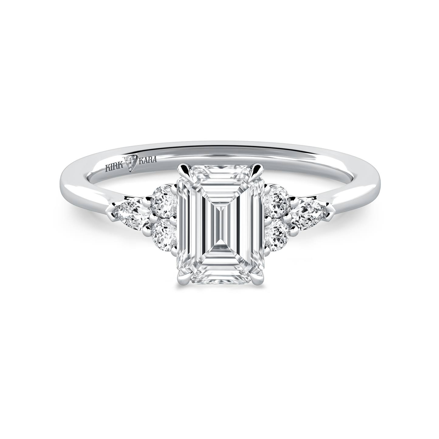 Preset Cluster Emerald Lab Diamond Engagement Ring - Center Diamond Included