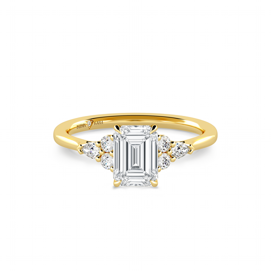 Preset Cluster Emerald Lab Diamond Engagement Ring - Center Diamond Included