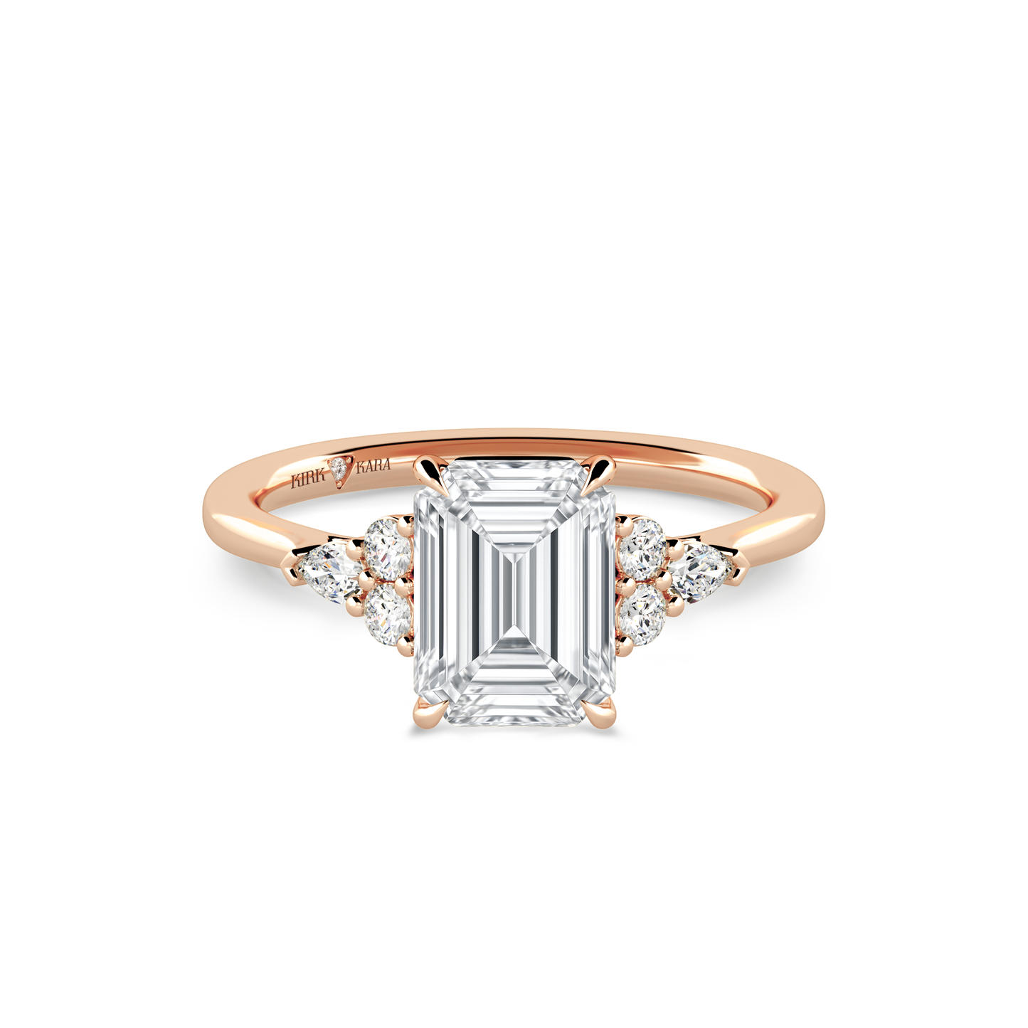 Preset Cluster Emerald Lab Diamond Engagement Ring - Center Diamond Included