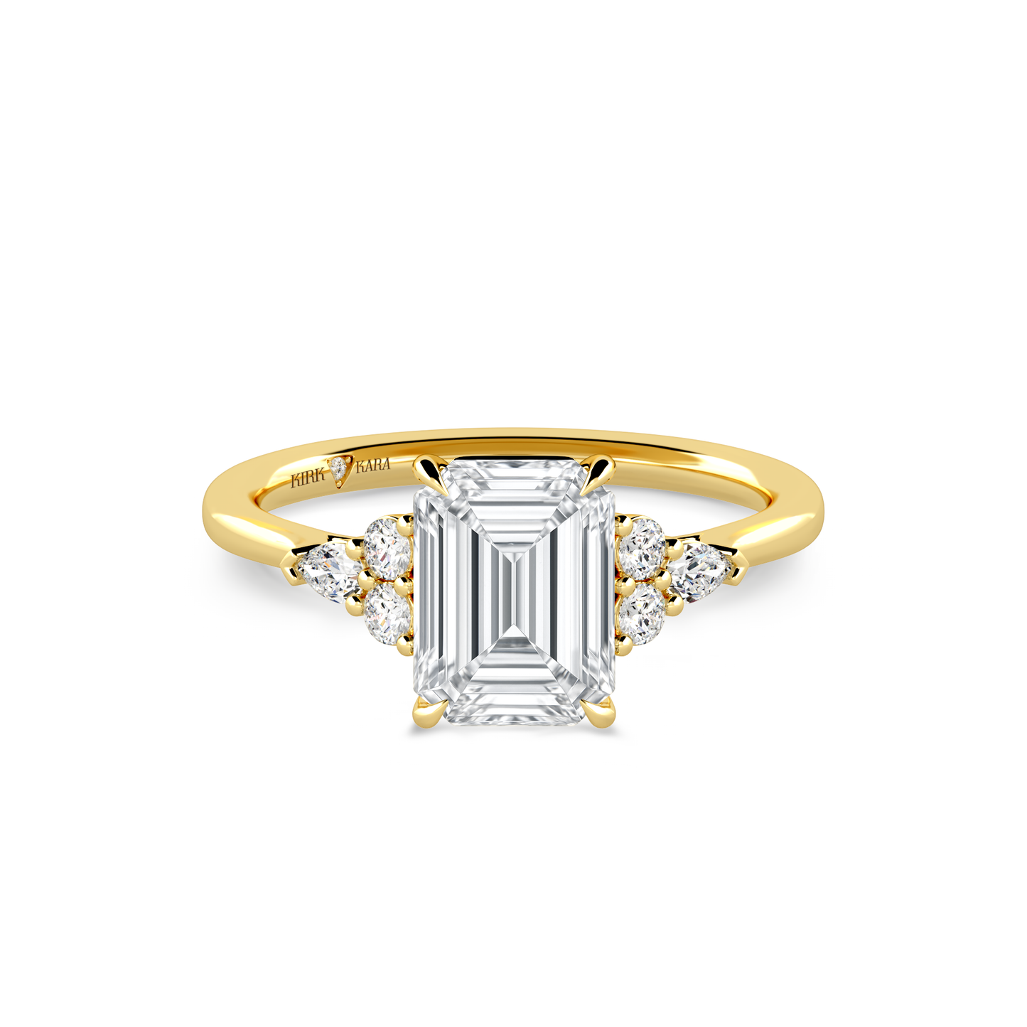 Preset Cluster Emerald Lab Diamond Engagement Ring - Center Diamond Included