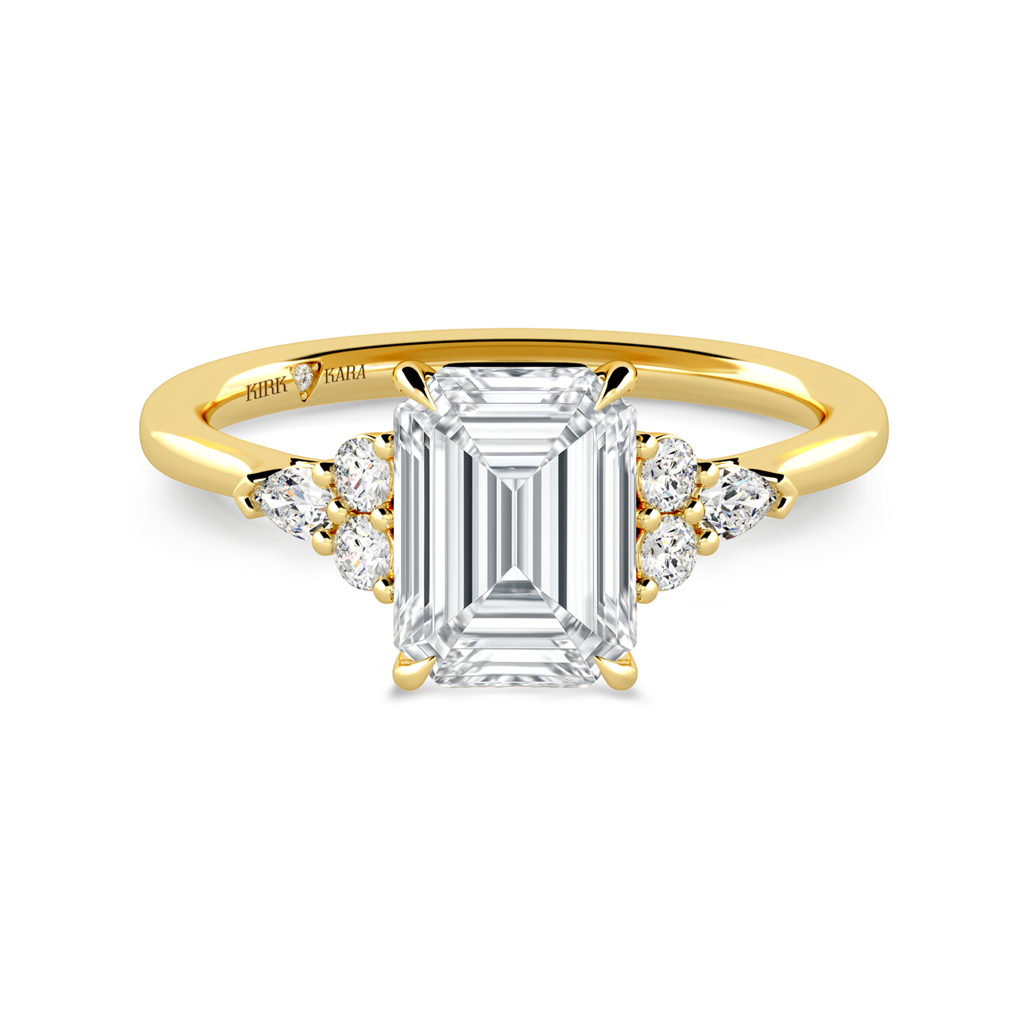 Preset Cluster Emerald Lab Diamond Engagement Ring - Center Diamond Included