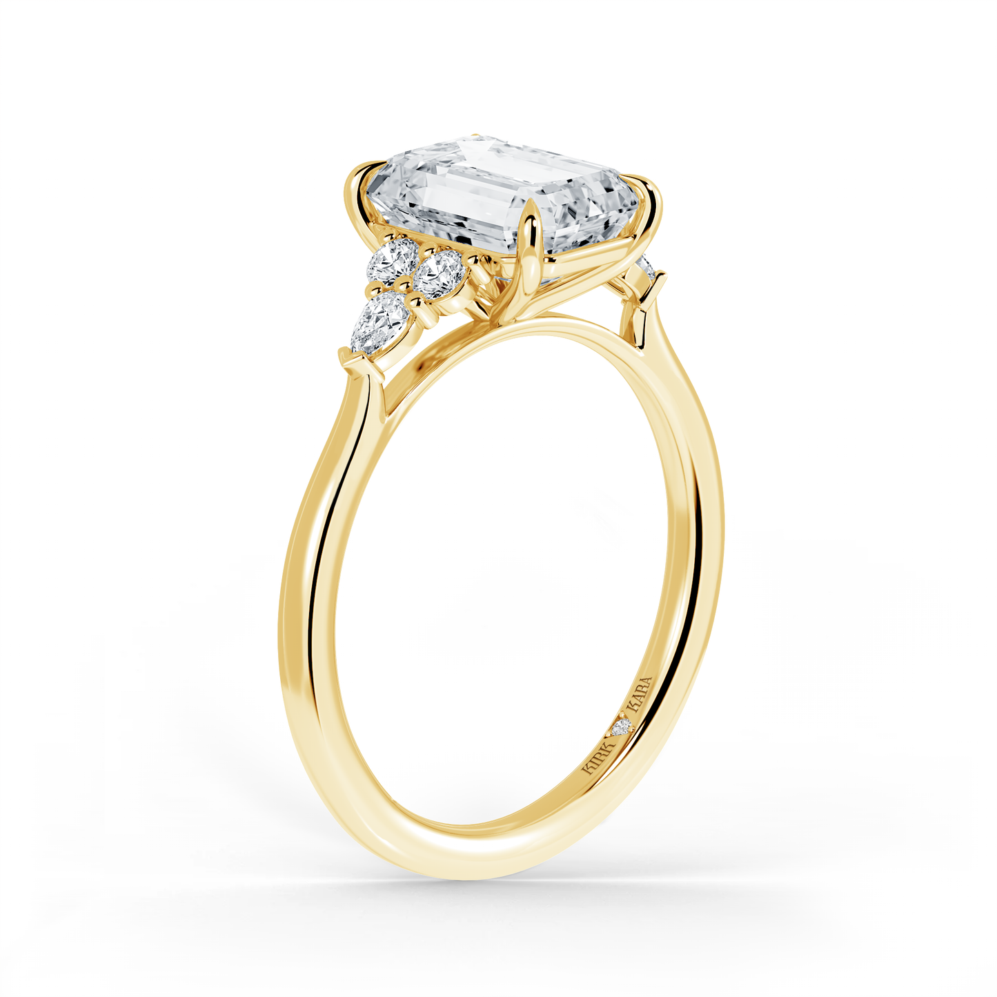 Preset Cluster Emerald Lab Diamond Engagement Ring - Center Diamond Included