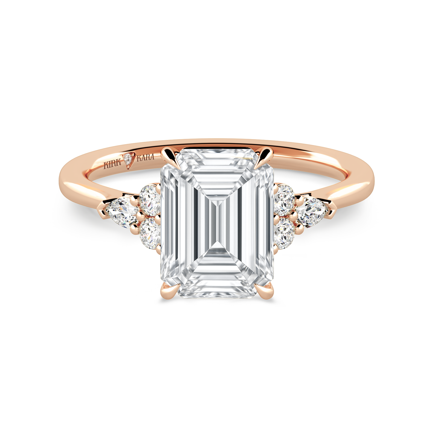 Preset Cluster Emerald Lab Diamond Engagement Ring - Center Diamond Included