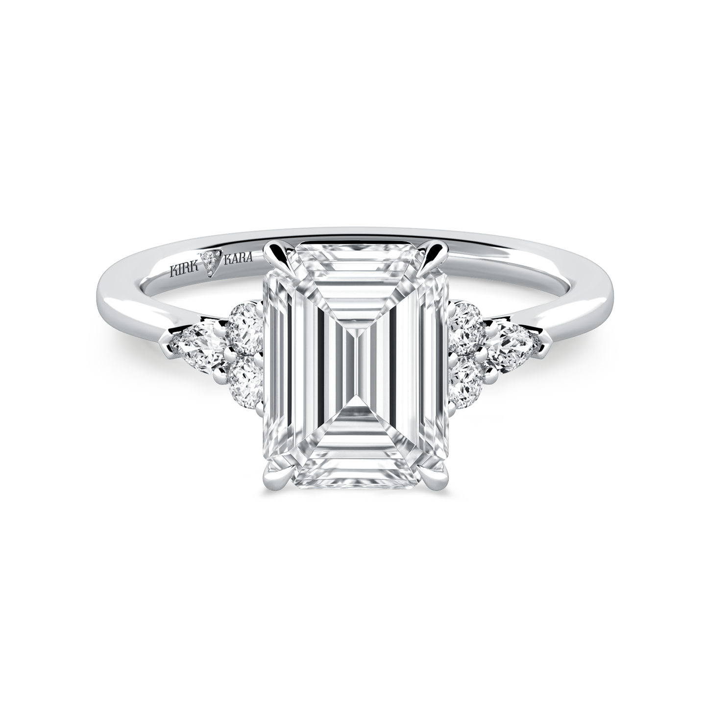 Preset Cluster Emerald Lab Diamond Engagement Ring - Center Diamond Included