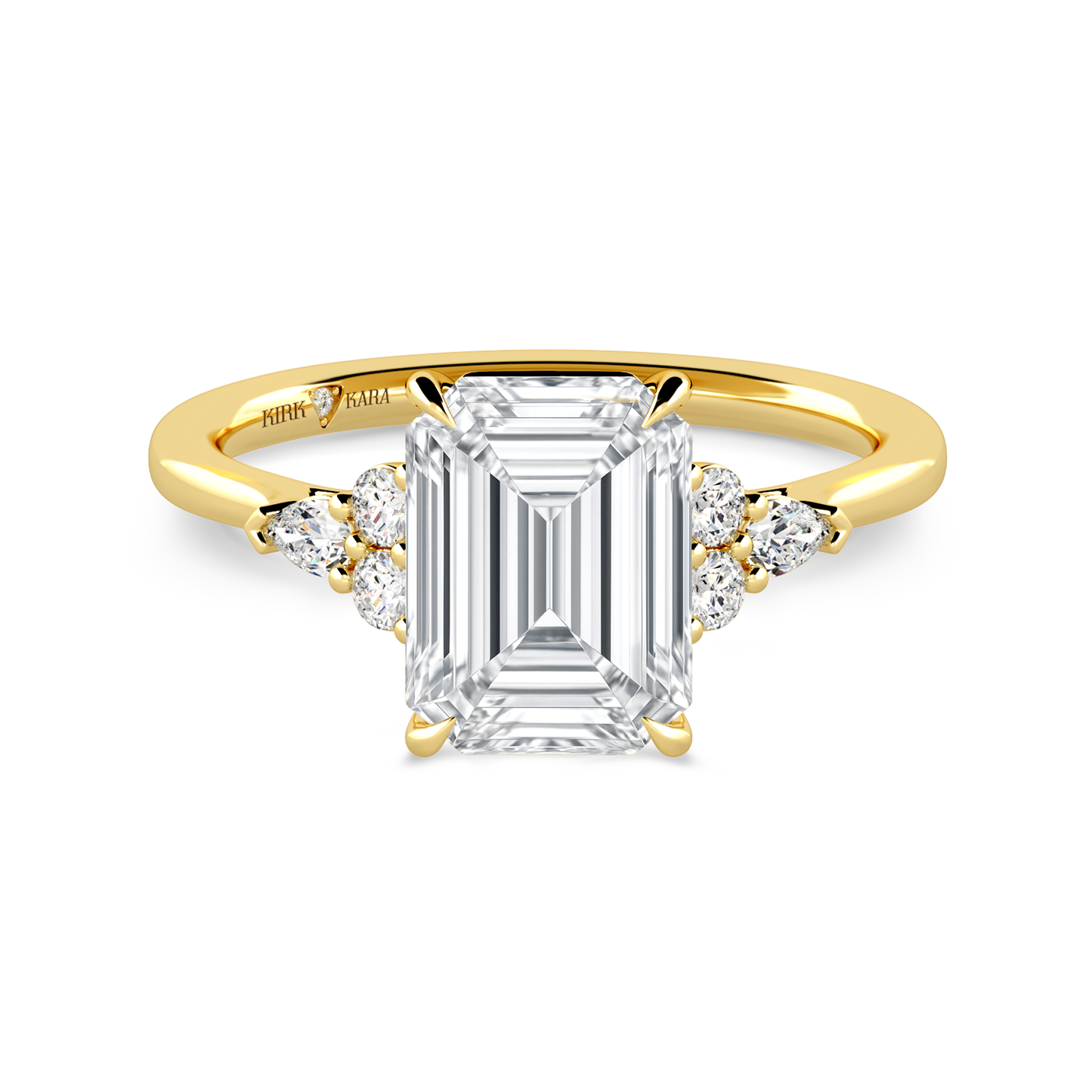Preset Cluster Emerald Lab Diamond Engagement Ring - Center Diamond Included