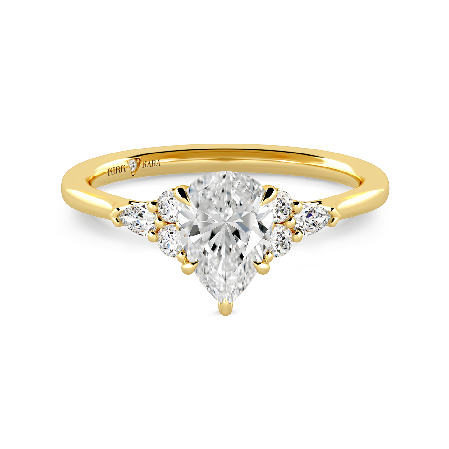 Preset Cluster Pear Lab Diamond Engagement Ring - Center Diamond Included