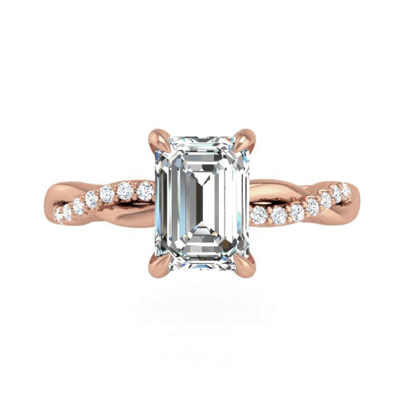 Preset Classic Twist Emerald Lab Diamond Engagement Ring
