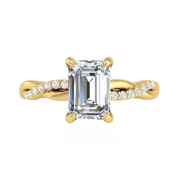 Preset Classic Twist Emerald Lab Diamond Engagement Ring