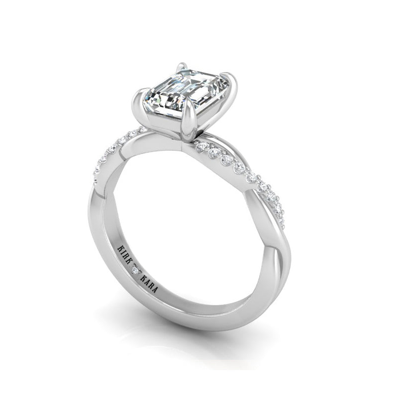 Preset Classic Twist Emerald Lab Diamond Engagement Ring
