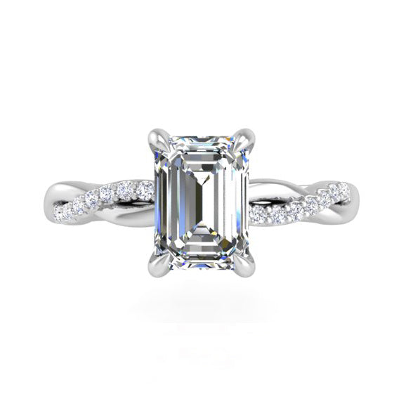 Preset Classic Twist Emerald Lab Diamond Engagement Ring
