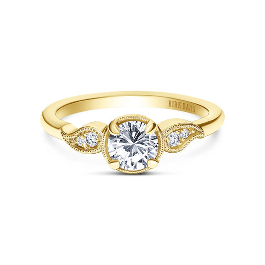 Paisley Floral Milgrain Diamond Engagement Ring