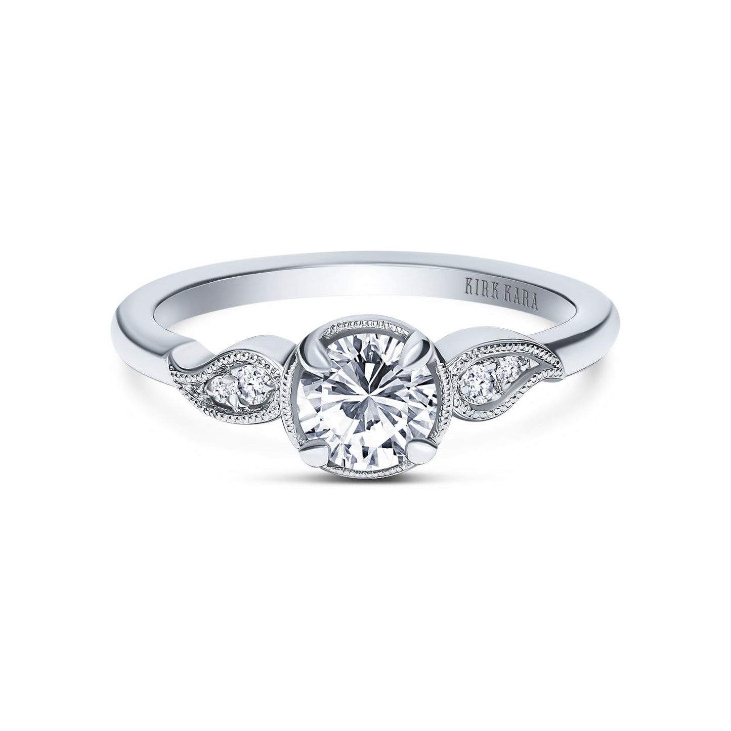 Paisley Floral Milgrain Diamond Engagement Ring