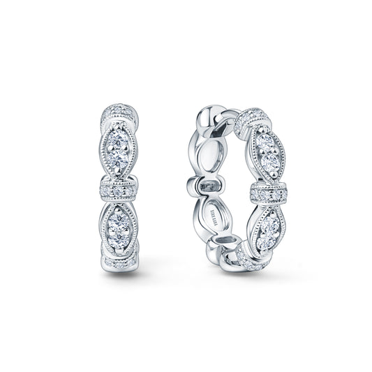 Diamond Designer Geometric Bar Hoop Earrings