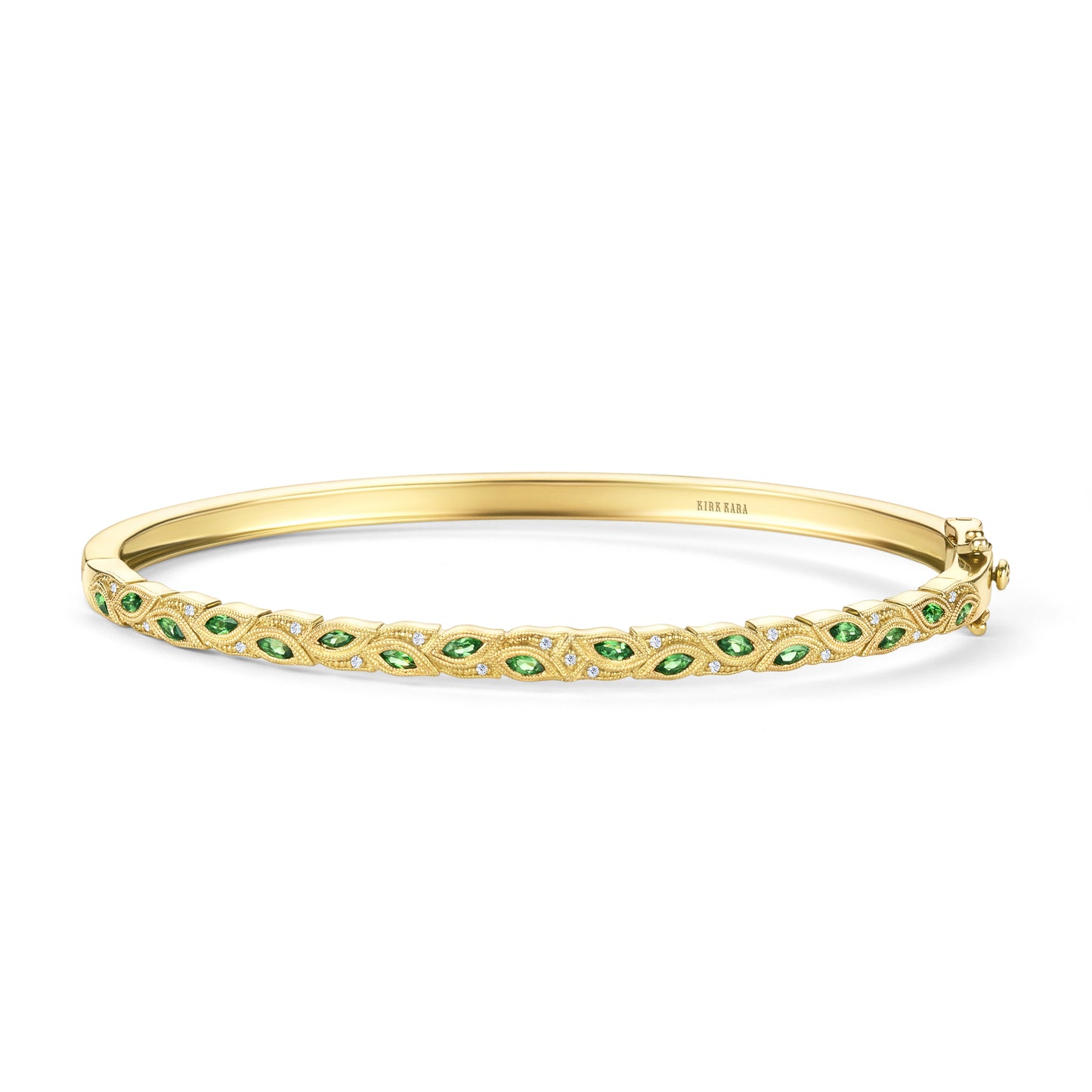 Botanical Floral Tsavorite Marquise Bangle Bracelet